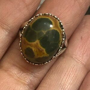 Beautiful ocean jasper adjustable 925 ring